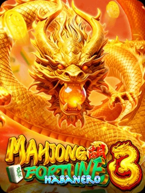 Tampilan visual slot Mahjong Fortune 3 dengan tema naga emas dan ubin Mahjong